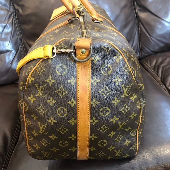 Vintage LOUIS VUITTON Monogram Bandolier Boston Weekend Duffle Tote Bag LV55 - Picture 6 of 17